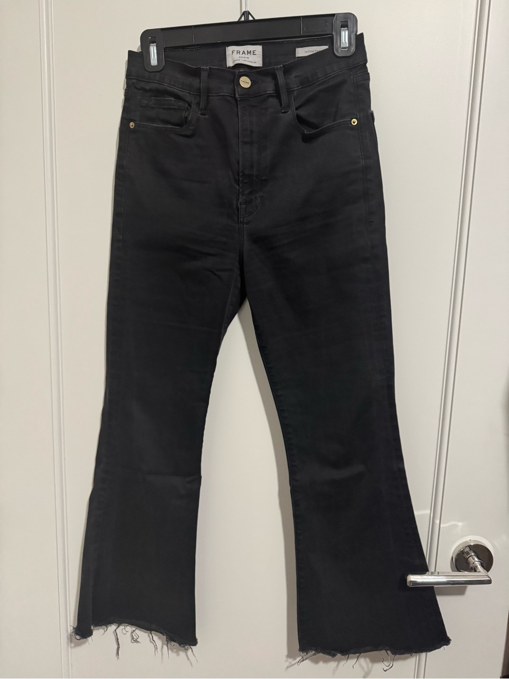 Frame Denim Black Le Crop Flare Jeans